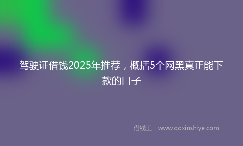驾驶证借钱2025年推荐，概括5个网黑真正能下款的口子