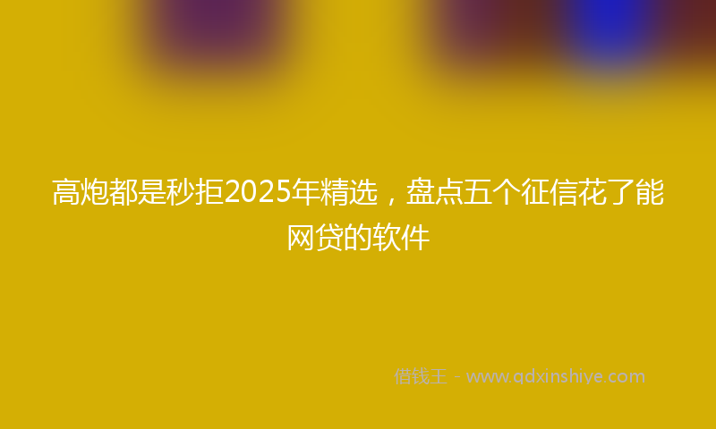 高炮都是秒拒2025年精选，盘点五个征信花了能网贷的软件