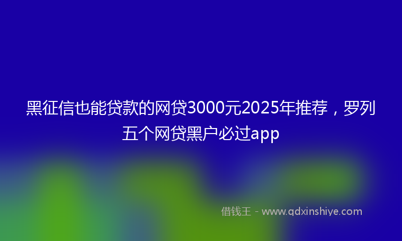 黑征信也能贷款的网贷3000元2025年推荐，罗列五个网贷黑户必过app