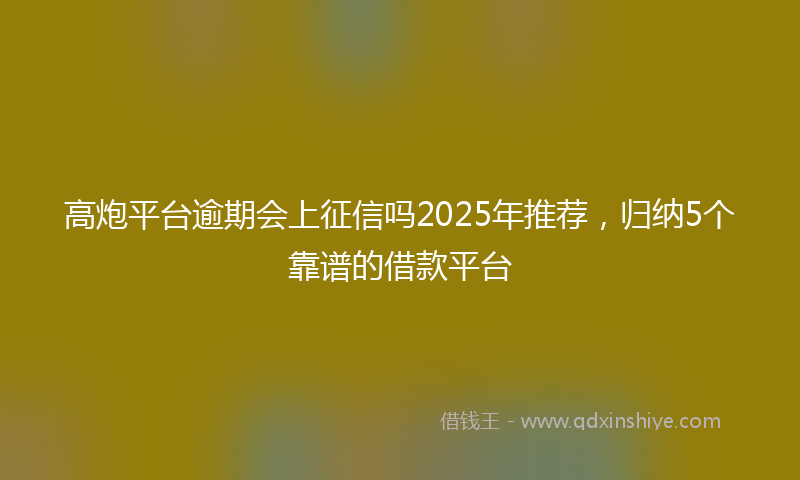 高炮平台逾期会上征信吗2025年推荐，归纳5个靠谱的借款平台