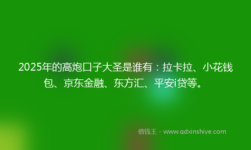 2025年的高炮口子大圣是谁有：拉卡拉、小花钱包、京东金融、东方汇、平安i贷等。