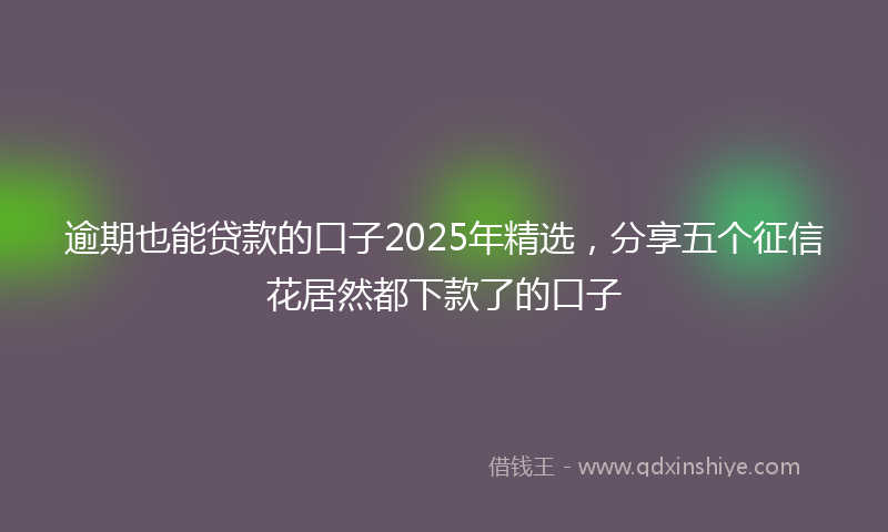逾期也能贷款的口子2025年精选，分享五个征信花居然都下款了的口子
