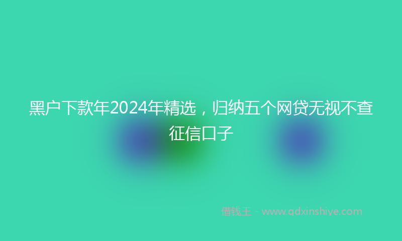 黑户下款年2024年精选，归纳五个网贷无视不查征信口子