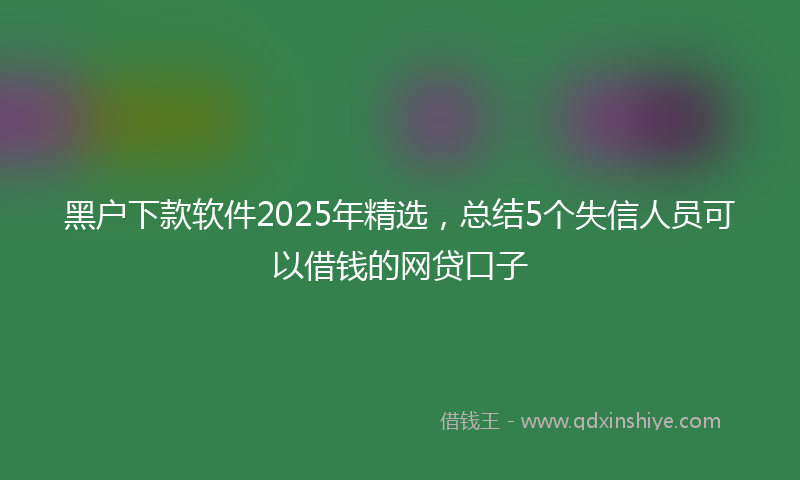 黑户下款软件2025年精选，总结5个失信人员可以借钱的网贷口子