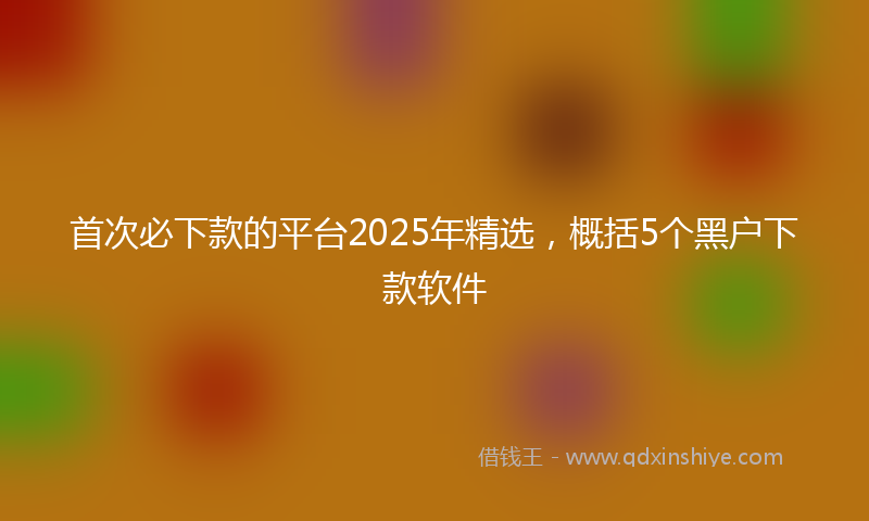 首次必下款的平台2025年精选，概括5个黑户下款软件