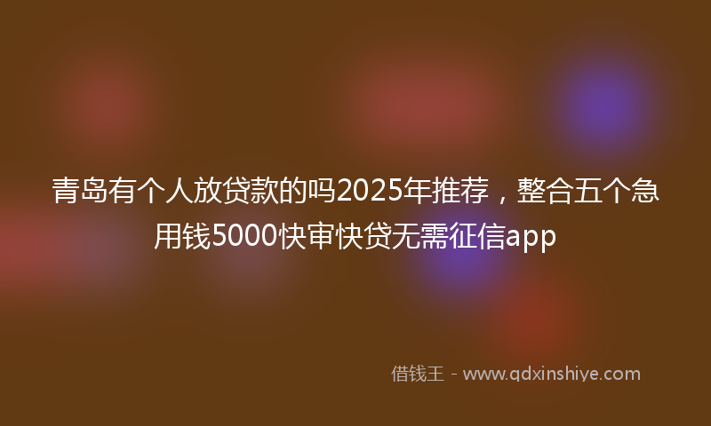 青岛有个人放贷款的吗2025年推荐，整合五个急用钱5000快审快贷无需征信app