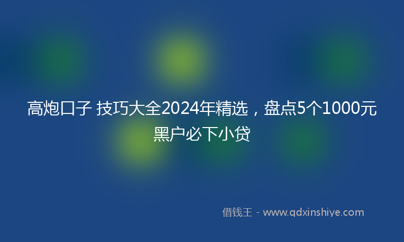 高炮口子 技巧大全2024年精选，盘点5个1000元黑户必下小贷