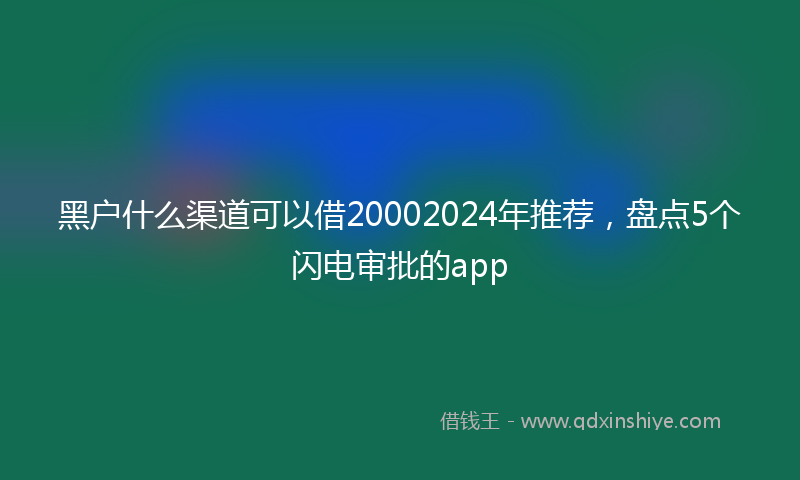 黑户什么渠道可以借20002024年推荐，盘点5个闪电审批的app