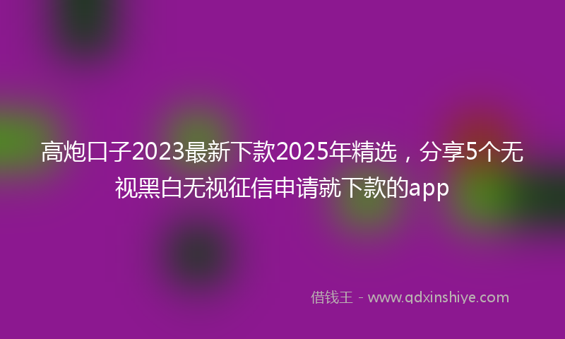 高炮口子2023最新下款2025年精选，分享5个无视黑白无视征信申请就下款的app