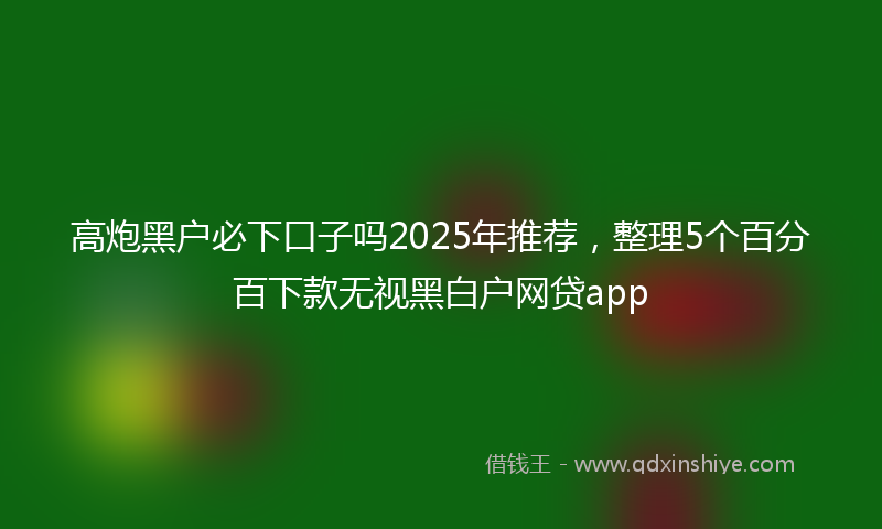 高炮黑户必下口子吗2025年推荐，整理5个百分百下款无视黑白户网贷app