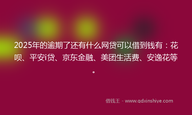 2025年的逾期了还有什么网贷可以借到钱有：花呗、平安i贷、京东金融、美团生活费、安逸花等。