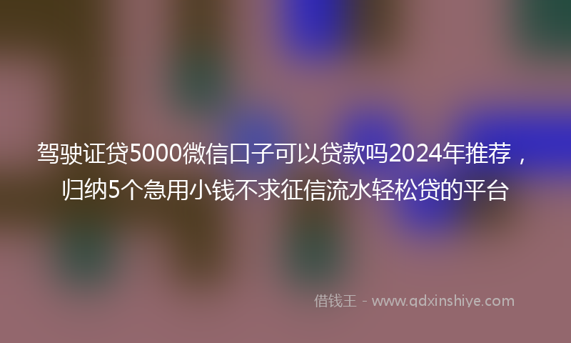 驾驶证贷5000微信口子可以贷款吗2024年推荐，归纳5个急用小钱不求征信流水轻松贷的平台