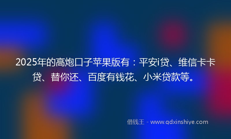 2025年的高炮口子苹果版有：平安i贷、维信卡卡贷、替你还、百度有钱花、小米贷款等。