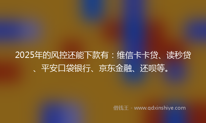2025年的风控还能下款有：维信卡卡贷、读秒贷、平安口袋银行、京东金融、还呗等。