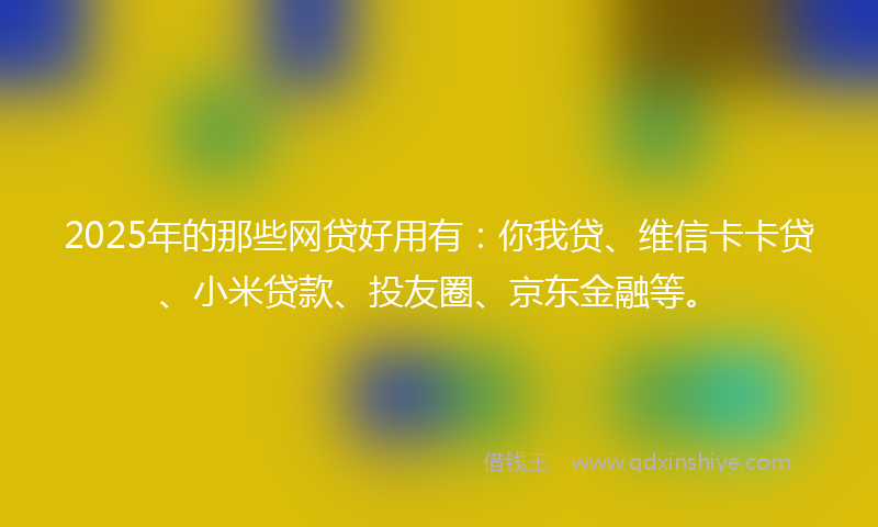 2025年的那些网贷好用有：你我贷、维信卡卡贷、小米贷款、投友圈、京东金融等。