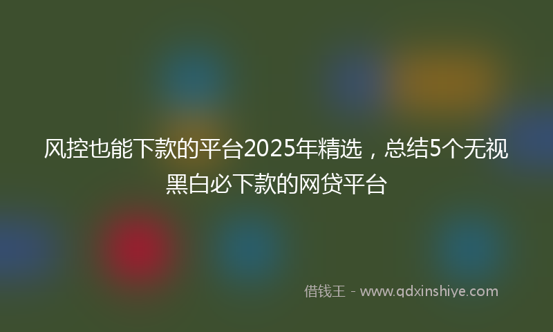 风控也能下款的平台2025年精选，总结5个无视黑白必下款的网贷平台
