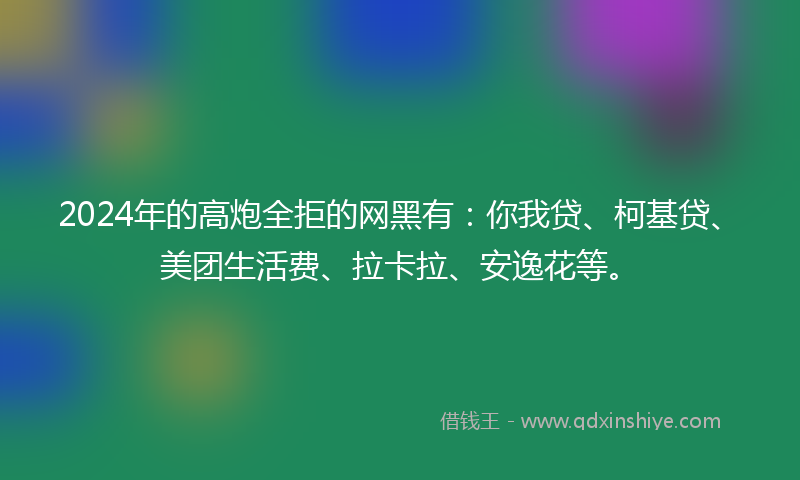 2024年的高炮全拒的网黑有：你我贷、柯基贷、美团生活费、拉卡拉、安逸花等。