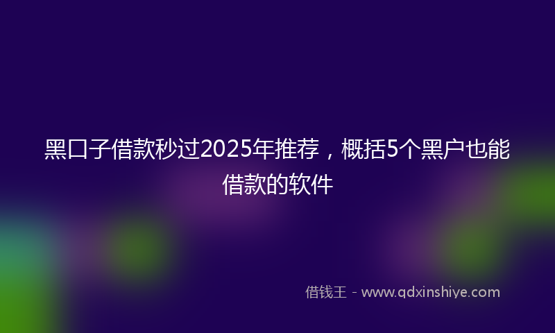 黑口子借款秒过2025年推荐，概括5个黑户也能借款的软件