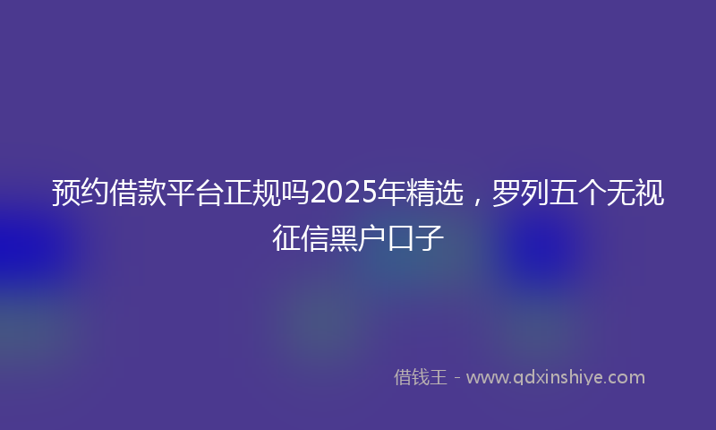 预约借款平台正规吗2025年精选，罗列五个无视征信黑户口子