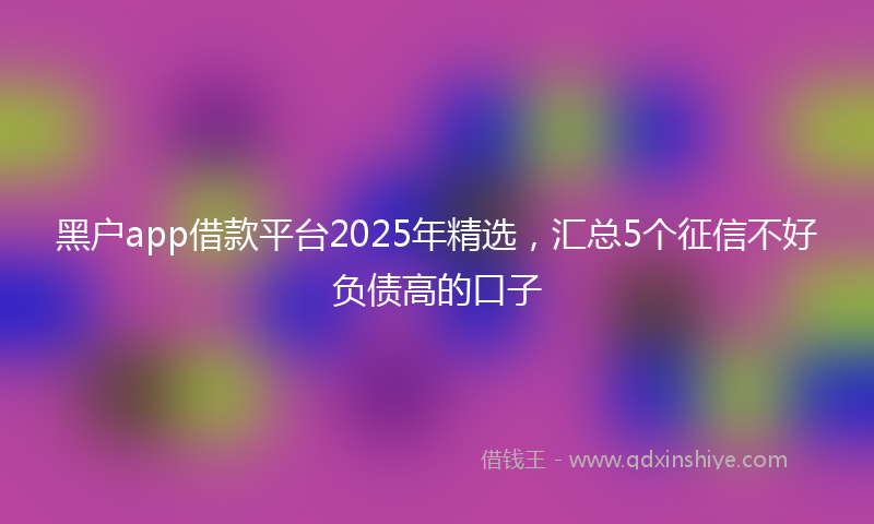 黑户app借款平台2025年精选，汇总5个征信不好负债高的口子