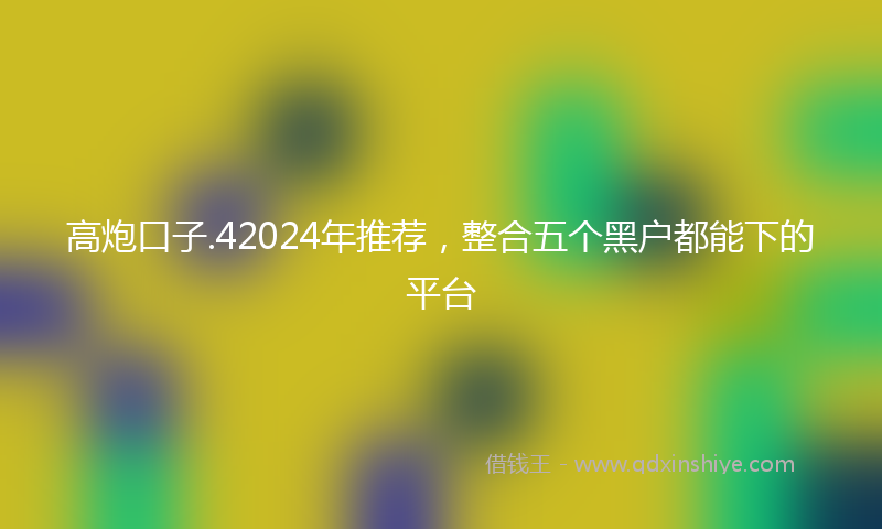 高炮口子.42024年推荐，整合五个黑户都能下的平台