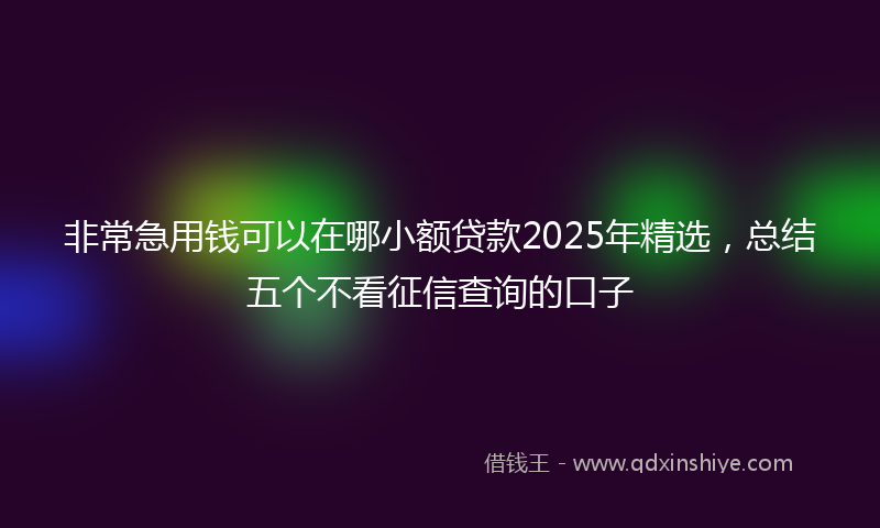 非常急用钱可以在哪小额贷款2025年精选，总结五个不看征信查询的口子
