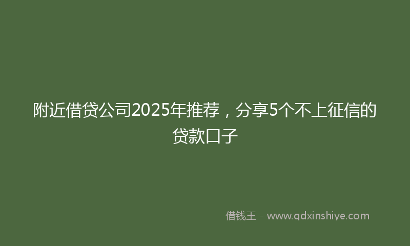 附近借贷公司2025年推荐，分享5个不上征信的贷款口子