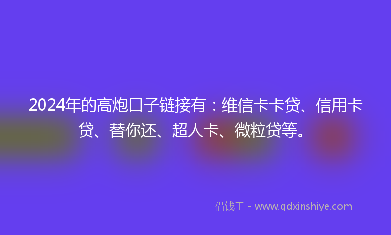 2024年的高炮口子链接有：维信卡卡贷、信用卡贷、替你还、超人卡、微粒贷等。