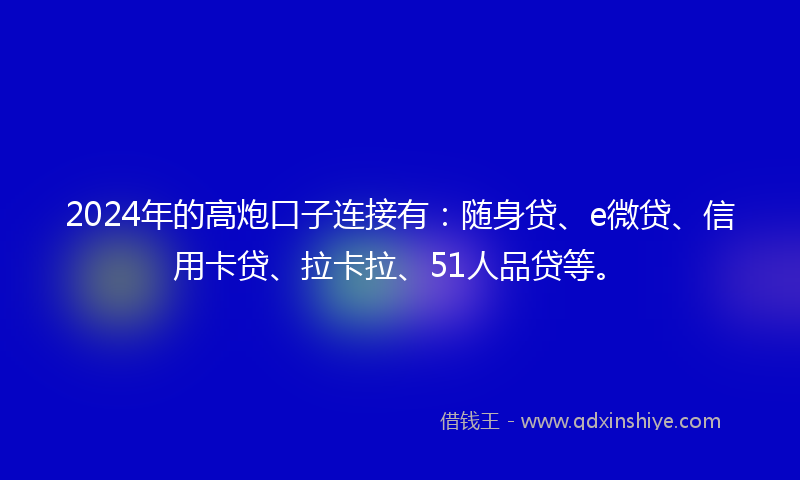 2024年的高炮口子连接有：随身贷、e微贷、信用卡贷、拉卡拉、51人品贷等。