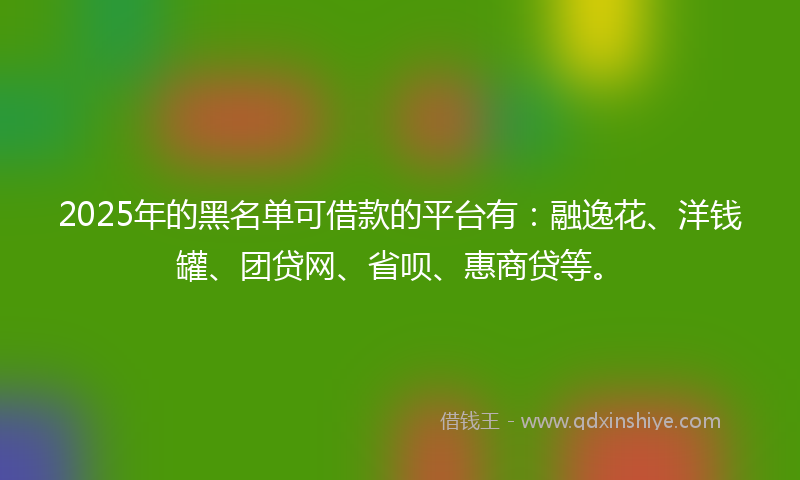 2025年的黑名单可借款的平台有：融逸花、洋钱罐、团贷网、省呗、惠商贷等。