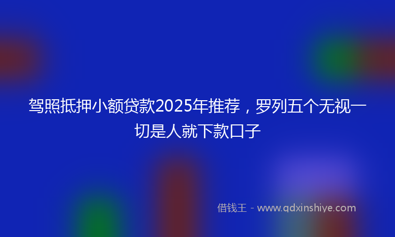 驾照抵押小额贷款2025年推荐，罗列五个无视一切是人就下款口子