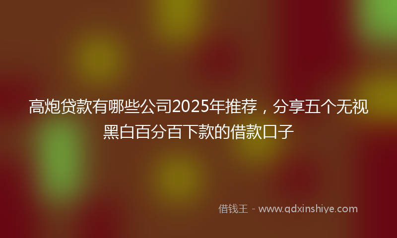 高炮贷款有哪些公司2025年推荐，分享五个无视黑白百分百下款的借款口子