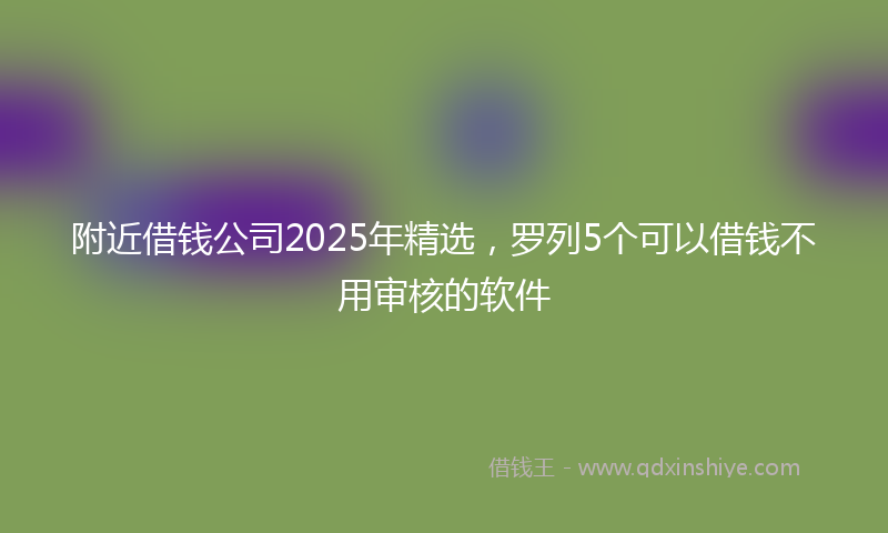 附近借钱公司2025年精选，罗列5个可以借钱不用审核的软件