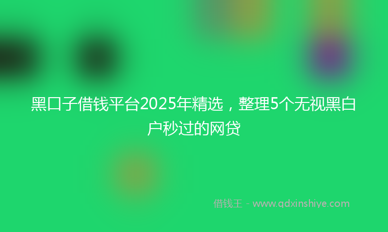 黑口子借钱平台2025年精选，整理5个无视黑白户秒过的网贷