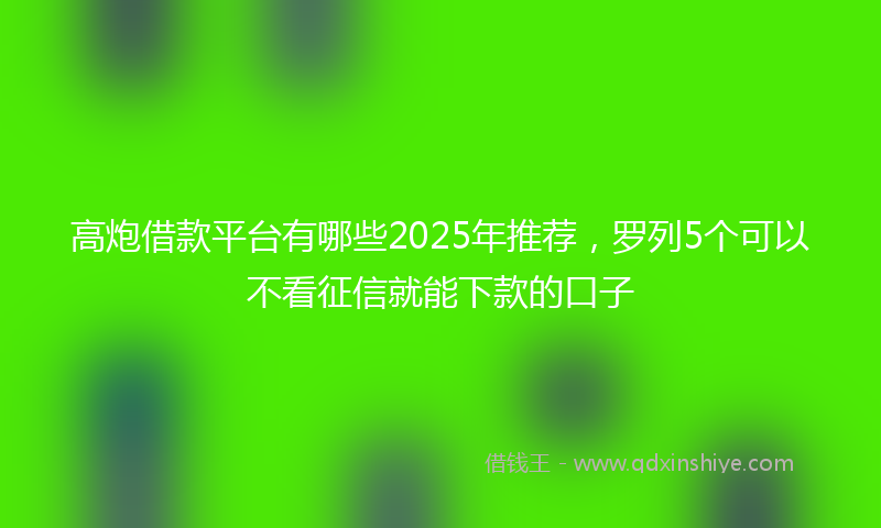高炮借款平台有哪些2025年推荐，罗列5个可以不看征信就能下款的口子