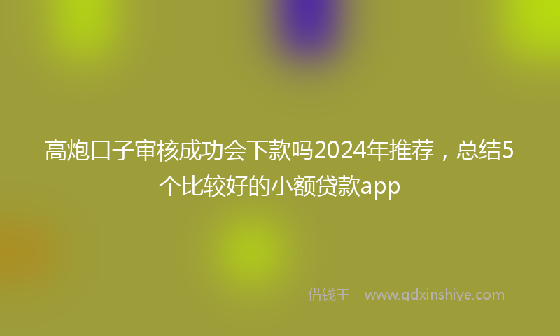 高炮口子审核成功会下款吗2024年推荐，总结5个比较好的小额贷款app