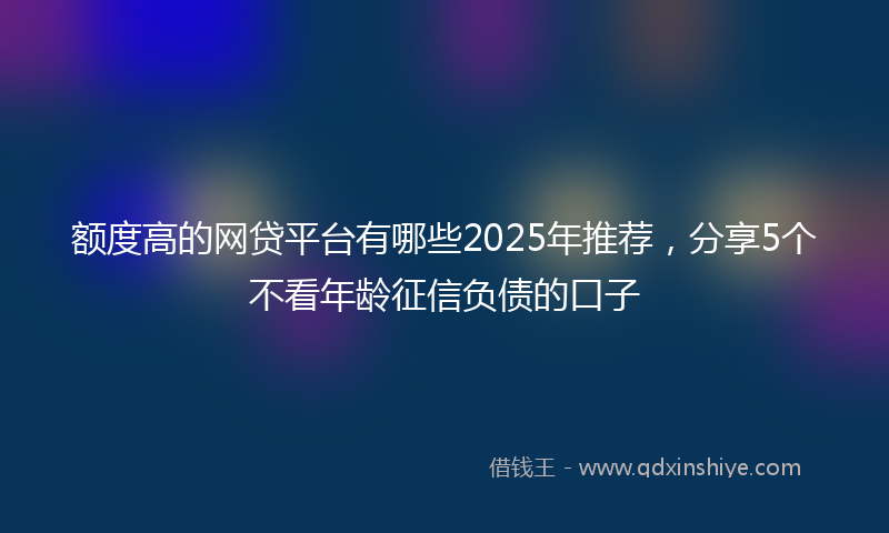 额度高的网贷平台有哪些2025年推荐，分享5个不看年龄征信负债的口子