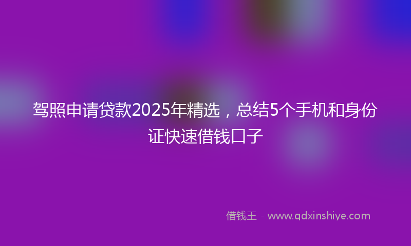 驾照申请贷款2025年精选，总结5个手机和身份证快速借钱口子