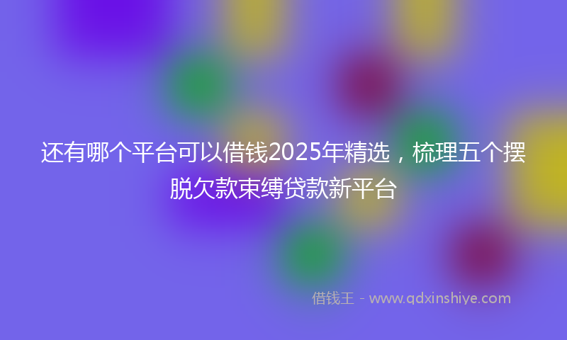 还有哪个平台可以借钱2025年精选，梳理五个摆脱欠款束缚贷款新平台