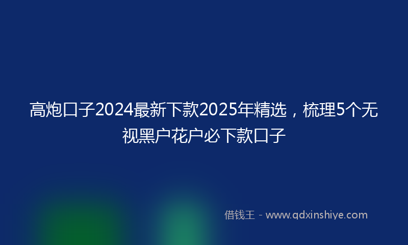 高炮口子2024最新下款2025年精选，梳理5个无视黑户花户必下款口子