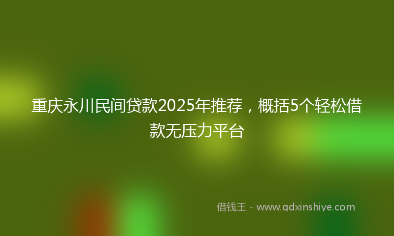 重庆永川民间贷款2025年推荐，概括5个轻松借款无压力平台