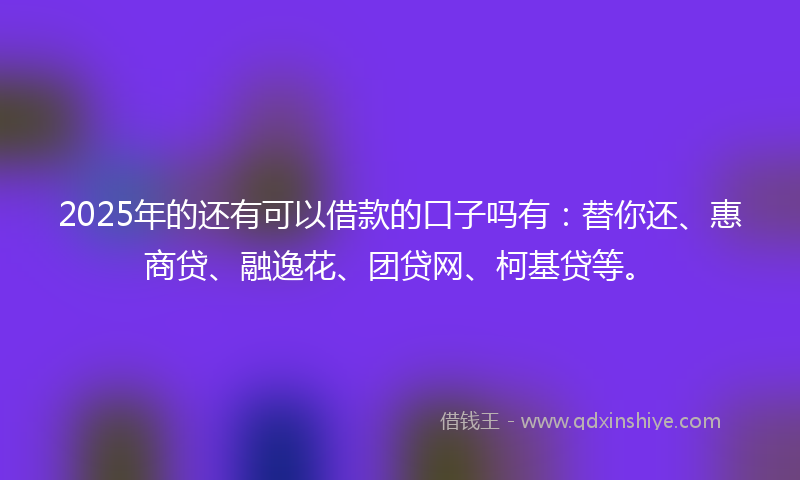 2025年的还有可以借款的口子吗有：替你还、惠商贷、融逸花、团贷网、柯基贷等。