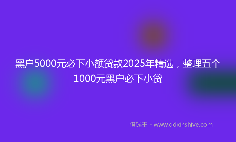 黑户5000元必下小额贷款2025年精选，整理五个1000元黑户必下小贷