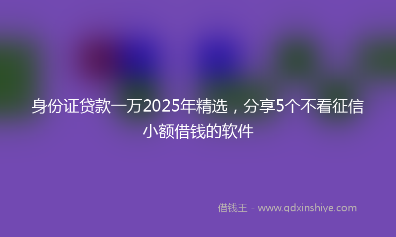 身份证贷款一万2025年精选，分享5个不看征信小额借钱的软件