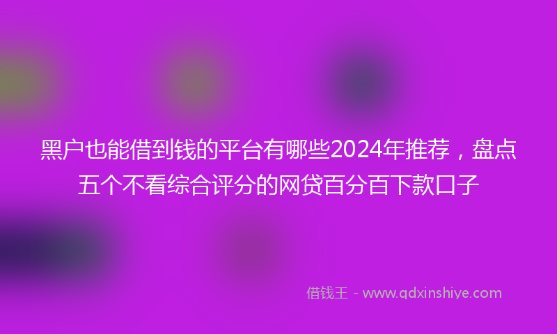 黑户也能借到钱的平台有哪些2024年推荐，盘点五个不看综合评分的网贷百分百下款口子