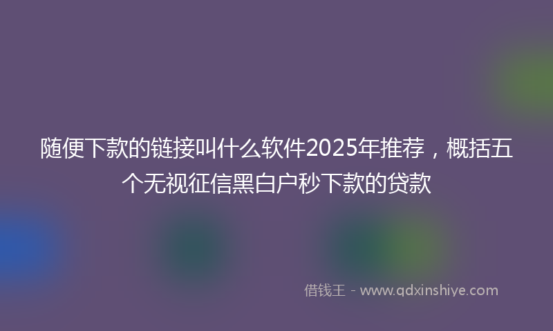 随便下款的链接叫什么软件2025年推荐，概括五个无视征信黑白户秒下款的贷款