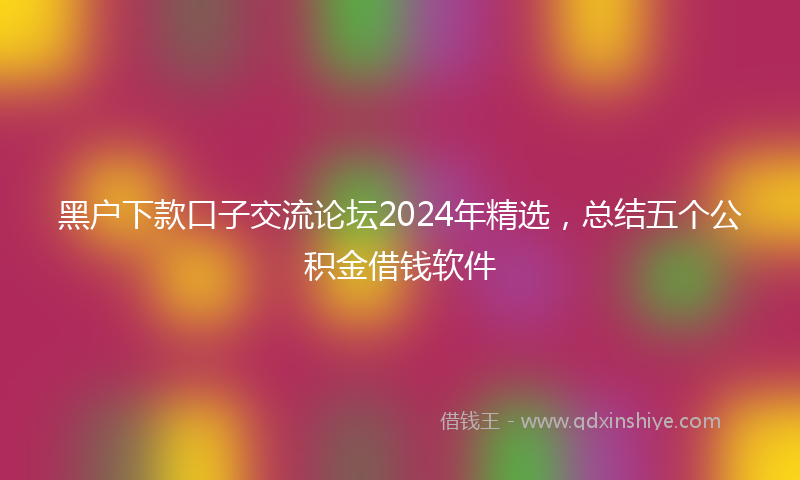 黑户下款口子交流论坛2024年精选，总结五个公积金借钱软件
