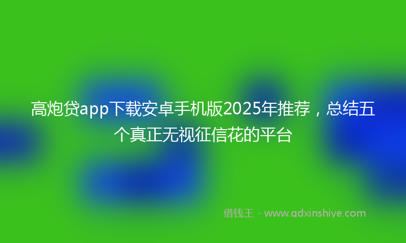 高炮贷app下载安卓手机版2025年推荐，总结五个真正无视征信花的平台
