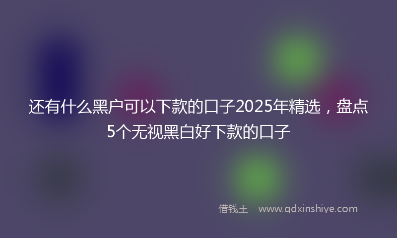 还有什么黑户可以下款的口子2025年精选，盘点5个无视黑白好下款的口子