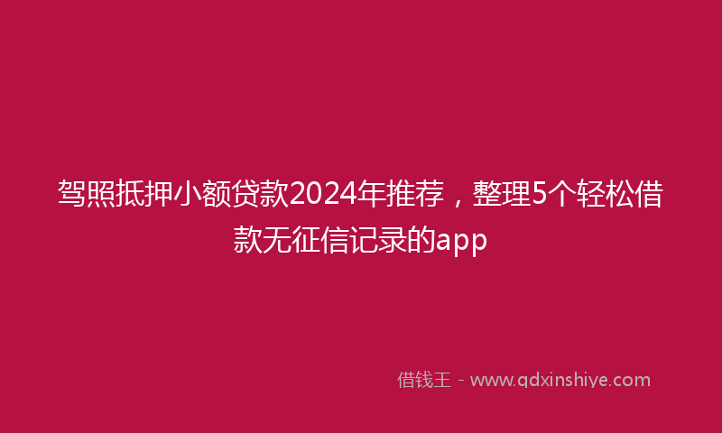 驾照抵押小额贷款2024年推荐，整理5个轻松借款无征信记录的app